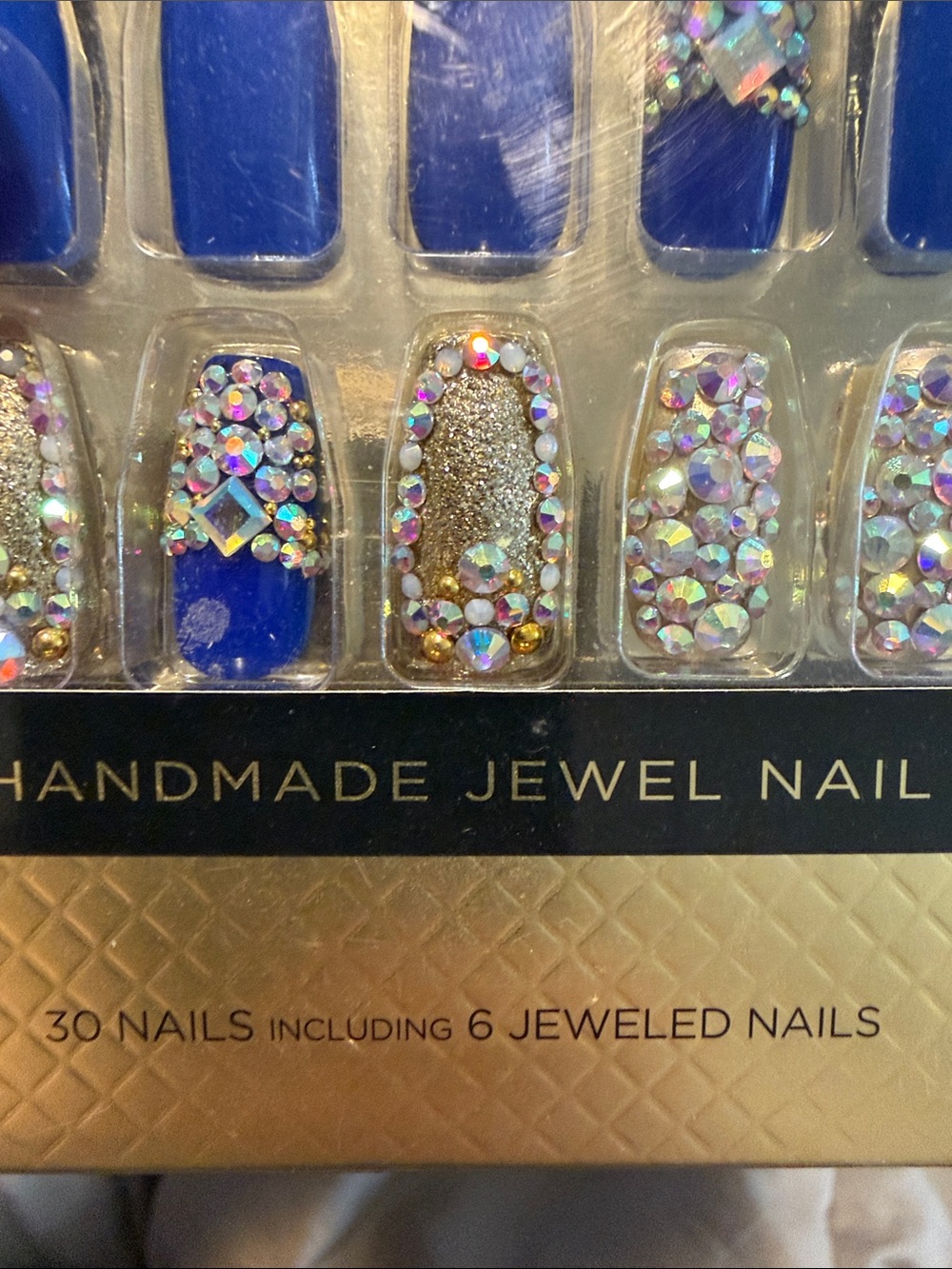 KISS Blue and Gold Handmade Jewel Press-On Nails - Picture 5 of 6
